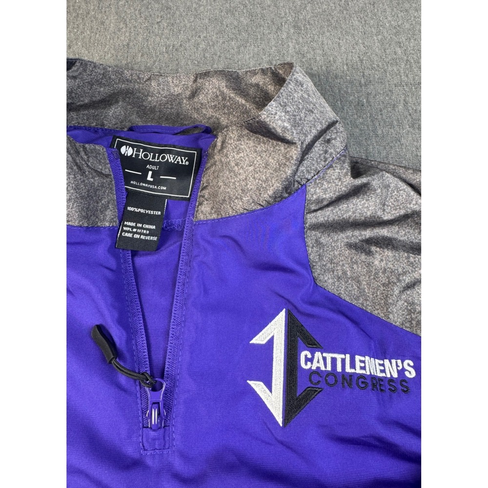 Holloway Cattlemens Congress Pullover Jacket Mens L Purple Gray Quarter Zip - Picture 2 of 11